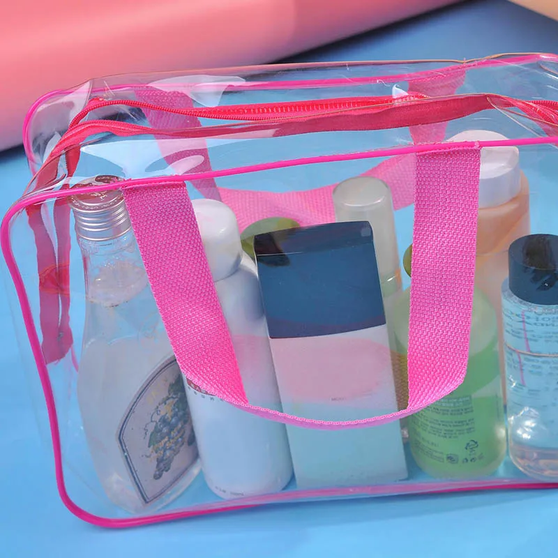 

Hot Selling 3-pieces Set Bag Travel Transparent Clear PVC Makeup Cosmetic Toiletry Zipped Bags -B5