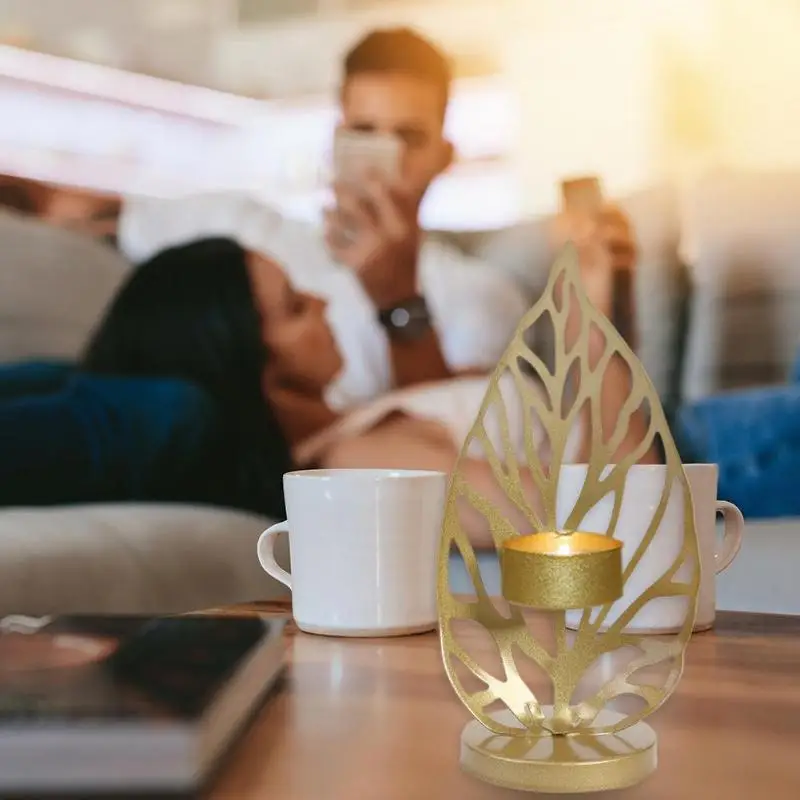 Подсвечник скандинавский полый лист железный держатель свеч бра Tealight домашний декор для стола украшения дома