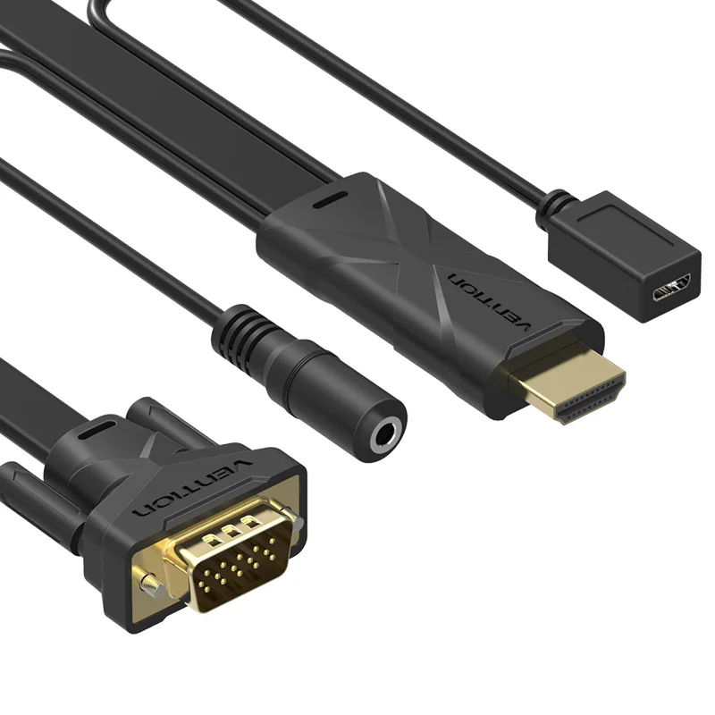 Адаптер Vention HDMI VGA 1080P с цифровым на 3 5 мм аудио кабелем конвертера питанием для