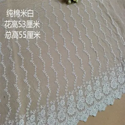 off white 50cmX55cm Buulqo белый хлопок вышивка тюль кружево отделка на полметра для DIY украшения дома кружево швейные изделия - Цвет: off white 50cmX55cm