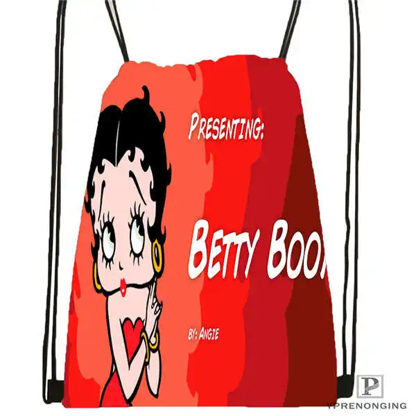 Пользовательские BETTY-BOOP-STANDARD@ 1 походная сумка на шнурке милый рюкзак для детей(черная спинка) 31x40 см#2018612-01-24 - Цвет: Drawstring Backpack