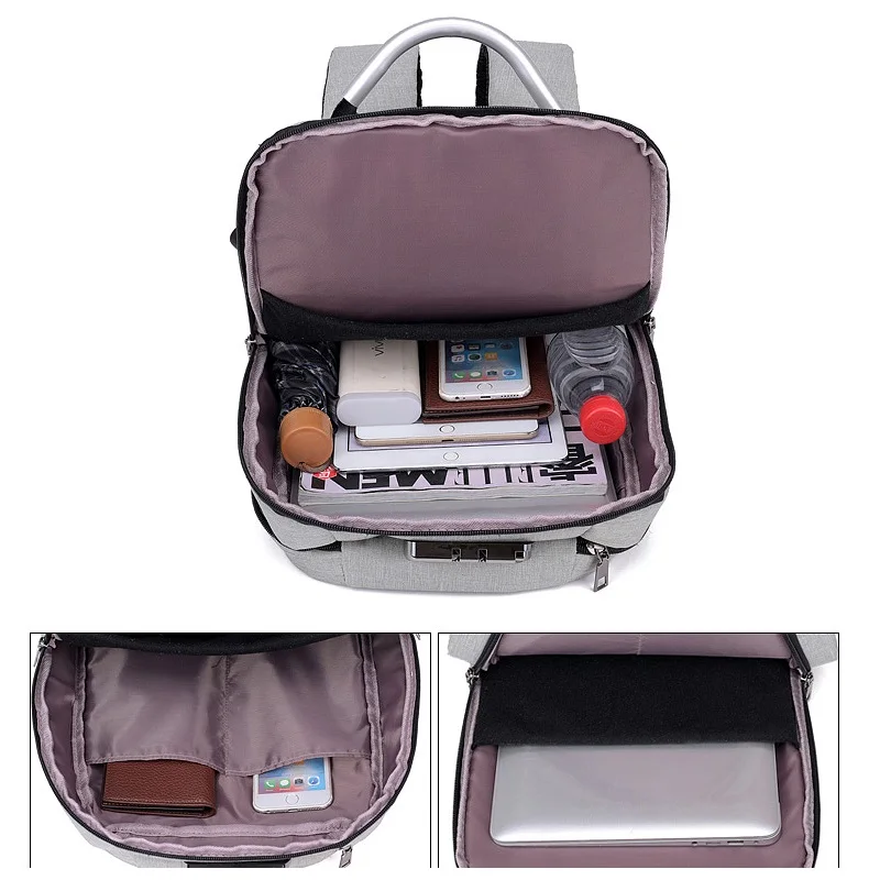 Мужской рюкзак Ms с противоугонным USB портом для зарядки водонепроницаемый