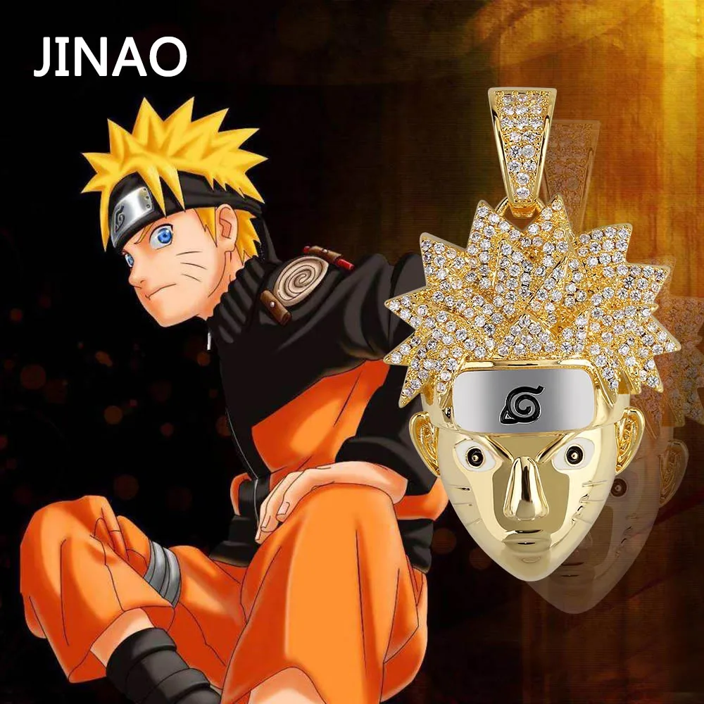 Золотая подвеска JINAO Uchiha Sasuke кубический циркон сверкающая цепочка ожерелья Хип