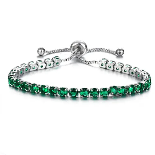 green silver DIEZI модные роскошные свадебные браслеты на цепочке для женщин розовое золото серебро Цвет кубический цирконий браслет и браслеты ювелирные изделия - Metal Color: green silver