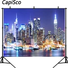 Capisco Нью-Йорк Манхеттен ночная съемка небоскреб городской светильник фон для фотосъемки с изображением Виниловый фон для фотосъемки студийный реквизит