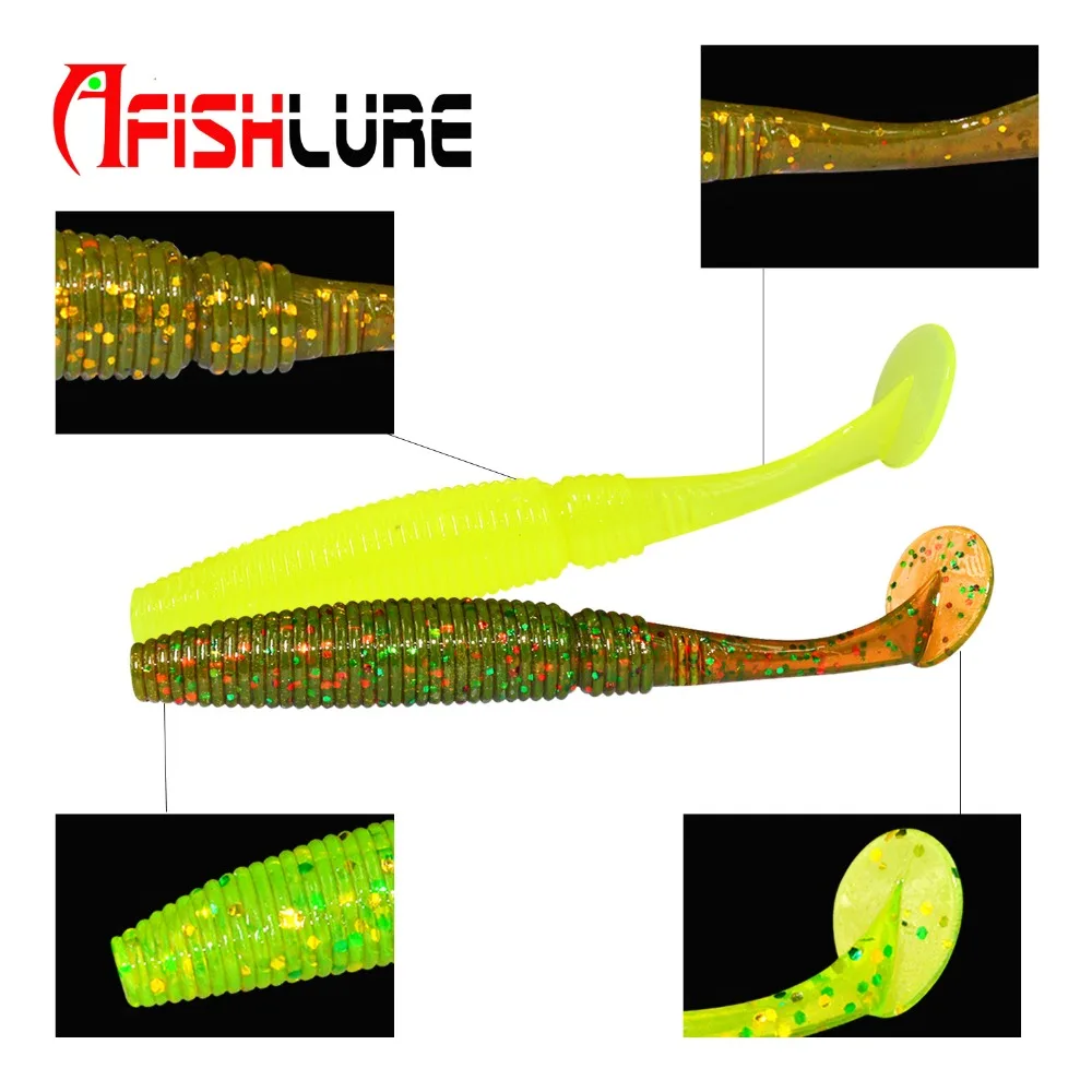 6 шт./лот Afishlure T Shad 75 мм 3 г воблеры силиконовая приманка Мягкая с хвостом джиг