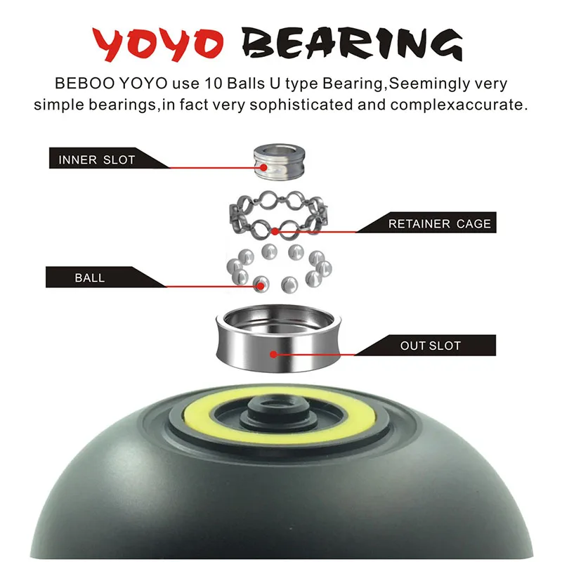 Beboo сплав yoyo мяч детские игрушки металлический шариковый подшипник стринг трик