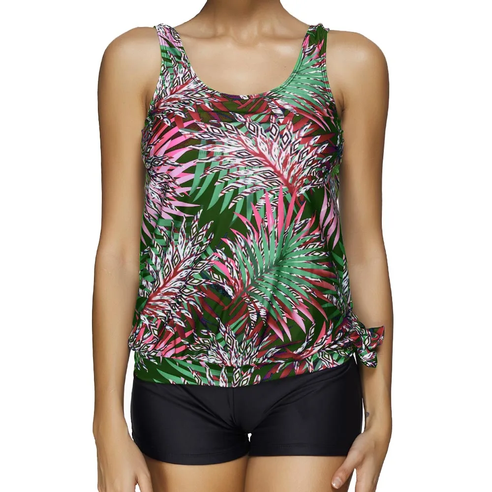 Женский купальник из двух частей с цветочным принтом танкини большого размера