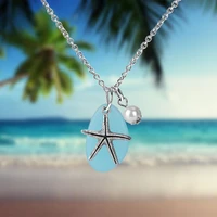 5 style starfish mermaid sea turtle pendant necklace cute animal long chain resin necklace boho beach couple necklace