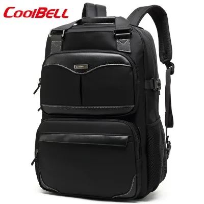 COOLBELL рюкзак 17,3 дюймов рюкзак для ноутбука нейлоновый Многофункциональный Водонепроницаемый рюкзак модный мужской рюкзак для путешествий студенческие сумки - Цвет: BLACK