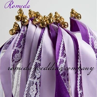 hot sell purple light purple ribbon white lace with cap bell wedding ribbon sticker200pieceslot event party supplies