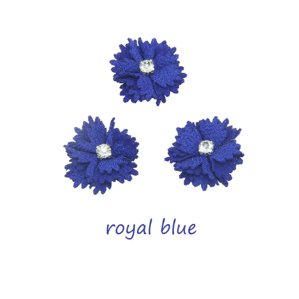 royal blue 12 шт./пакет 3 см Искусственный цветок ручной работы с изделия ручной работы со стразами ткань цветок женская одежда шарф DIY принадлежности украшения - Цвет: royal blue
