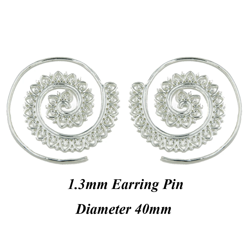 Пара модных латунных медных этнических индийских спиральных висячих сережек