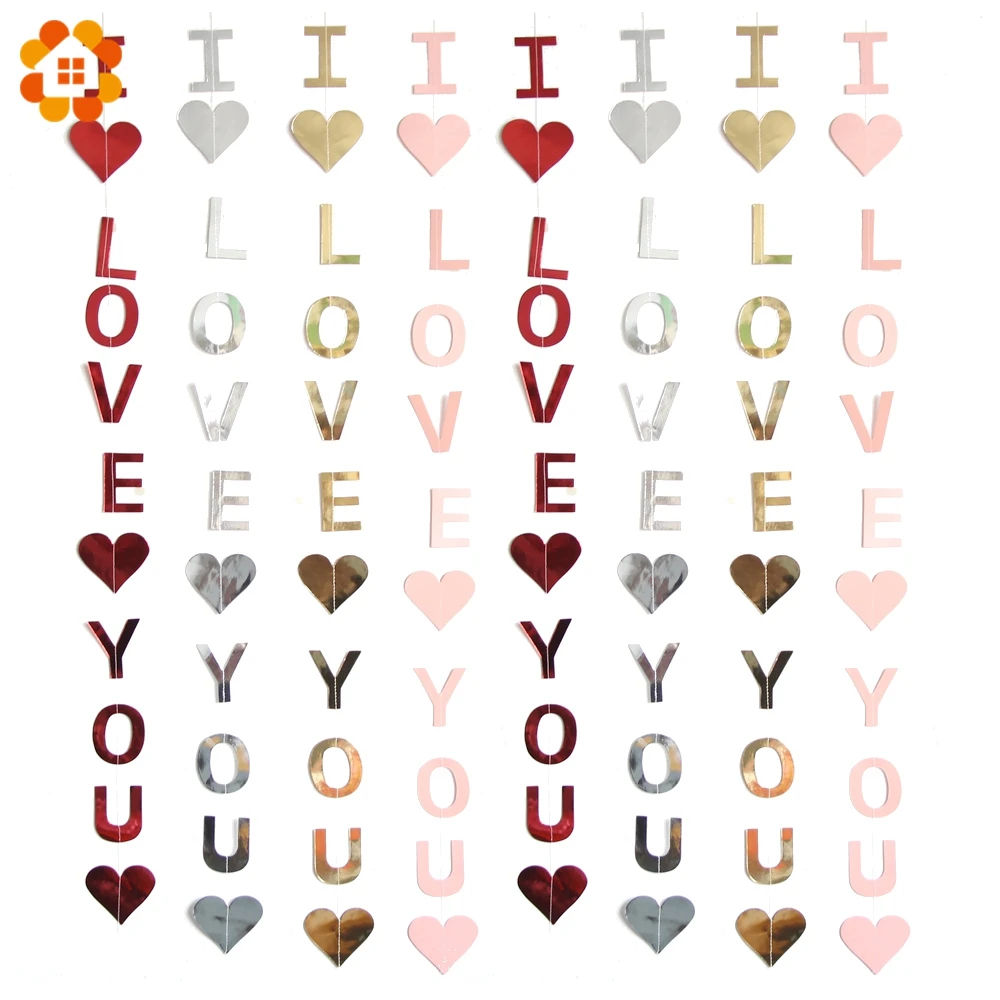 1 шт. милые бумажные гирлянды с сердцем I Love You сделай сам Свадебная вечеринка