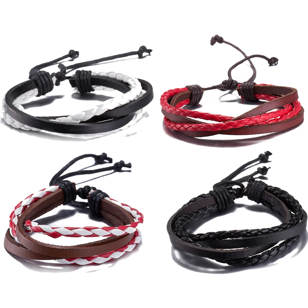 Мужские и женские кожаные браслеты новый дизайн черный коричневый плетеный