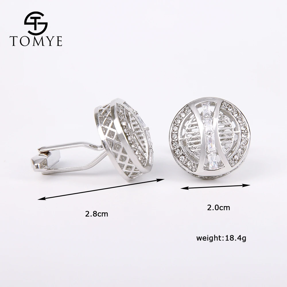 

TOMYE silver crystal cufflinks and studs men luxury wedding gift jewelry XK19S068