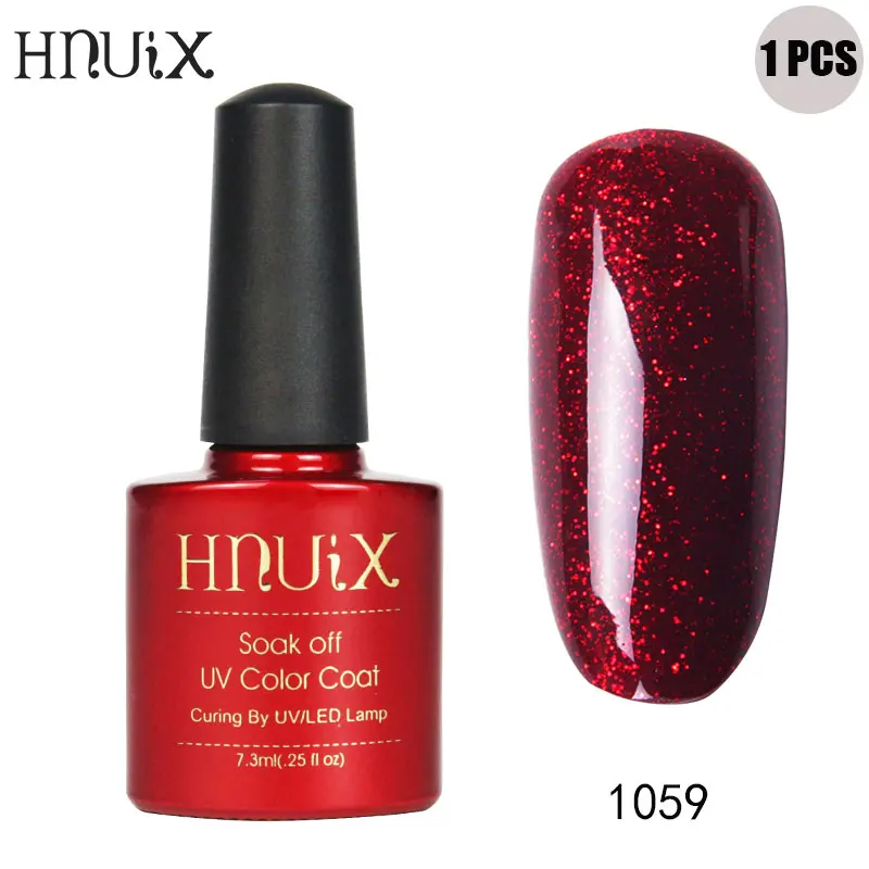 1059 HNUIX красный Гель-лак для украшения ногтей УФ Гель-лак для ногтей led с блестящими блестками красного цвета 7,3 мл - Цвет: 1059