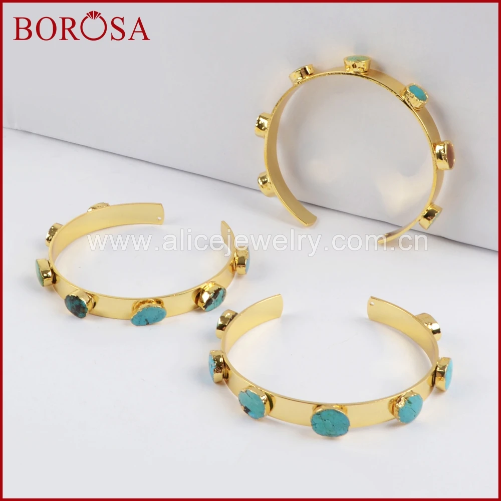 BOROSA 1 шт. Новая коллекция золотого цвета семь натуральных синих камней бирюзовый