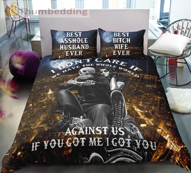 Thumbedding Dropship Sexy Girl Beside Skull Bedding Set 100% Microfiber Innovative Unique Designed 3D Duvet Cover | Дом и сад