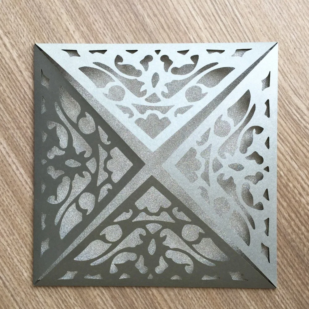 

50pcs Pearl paper Four Folded design Greeting Blessing card Birthday Party wedding Invitation Card Postcard