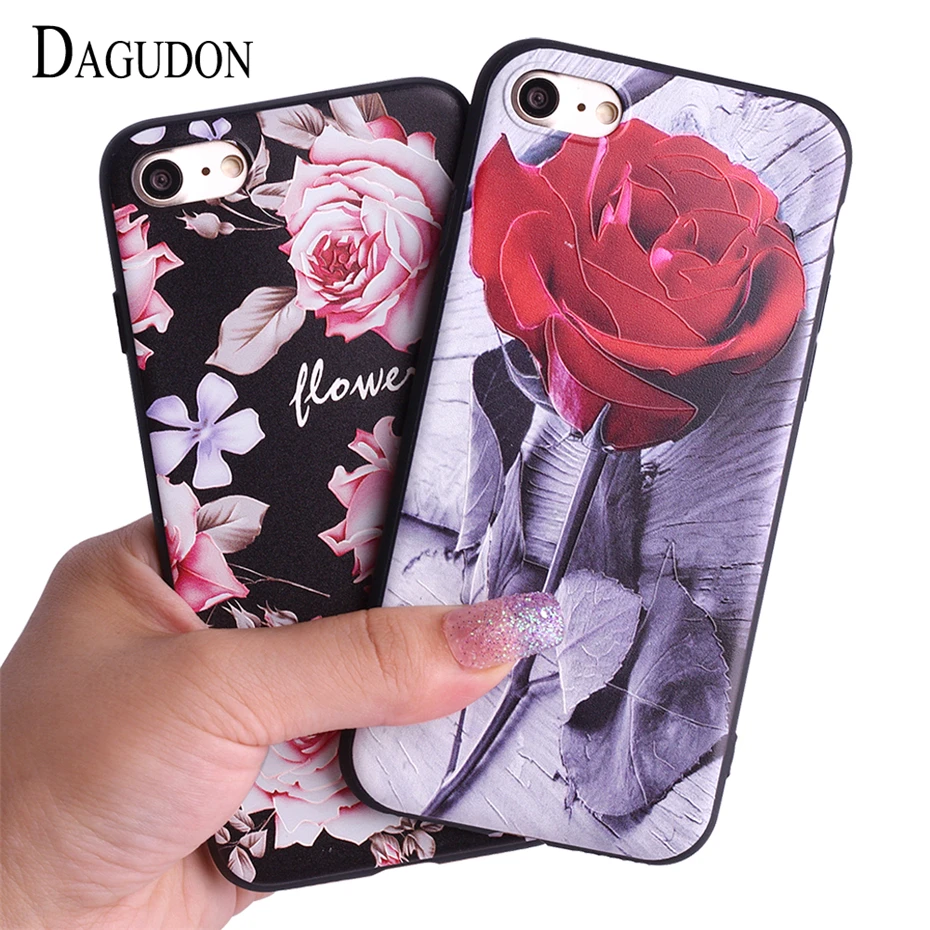 Dagudon Роскошный чехол для iPhone 6 s кремния Мягкие TPU модное розовое печатных задняя