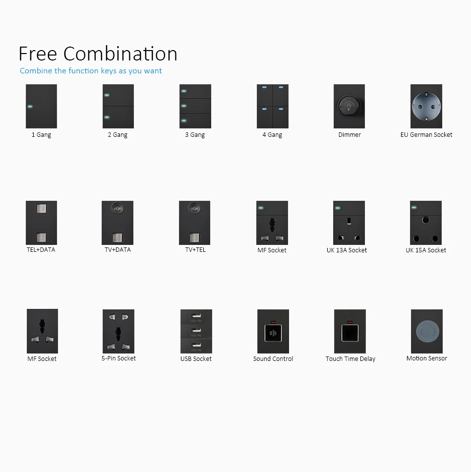 Настенный выключатель Wallpad 5 Gang моментальная перезагрузка контактный