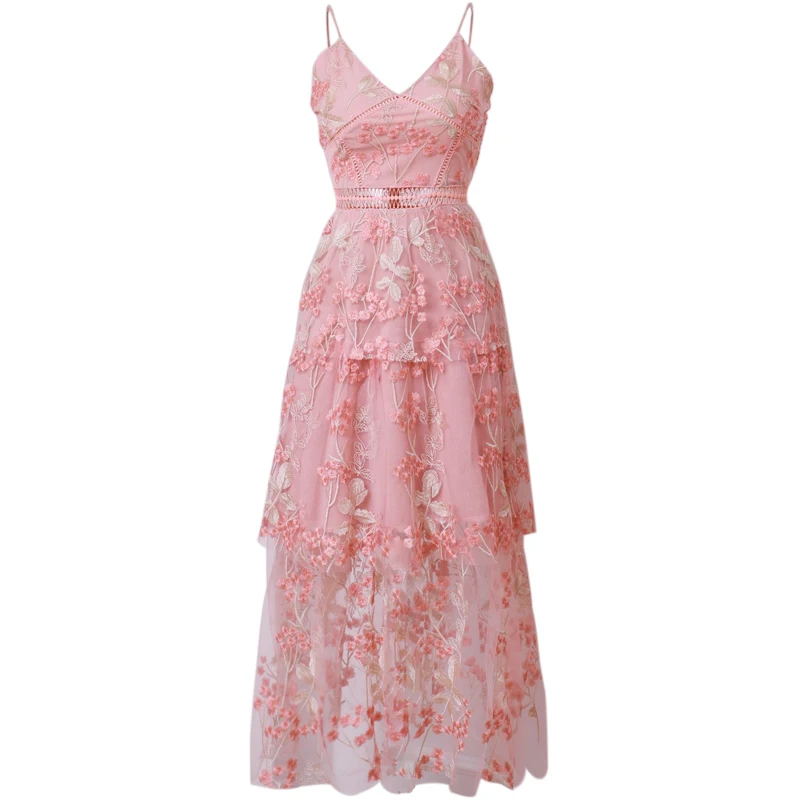 Новинка 2019 летнее платье вишневый цвет Розовая вышивка для путешествий