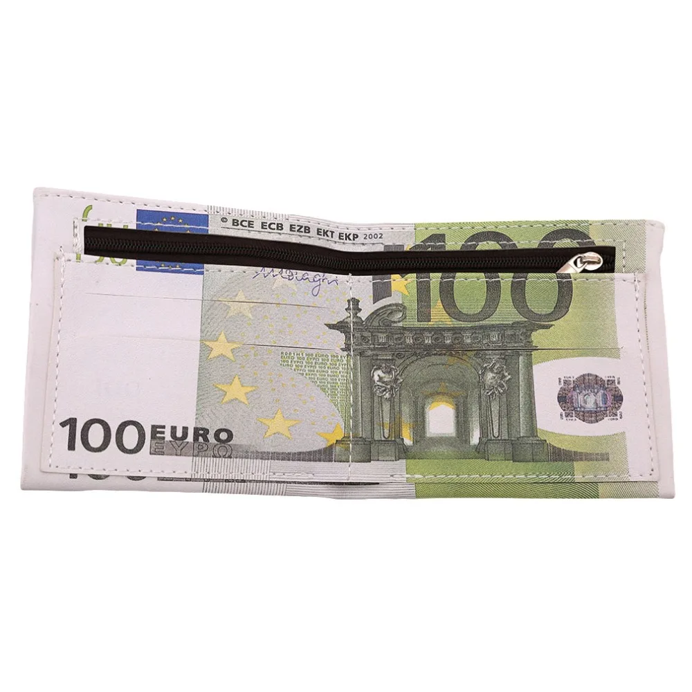 ПУ винтажное портмоне личности 500/100 купюры Евро Кошелек Мужские Карманы карты