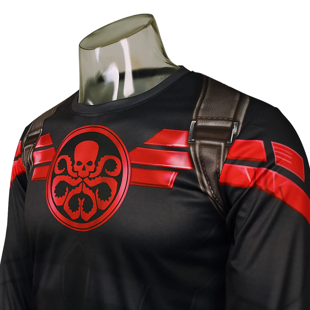 Супергерой футболка косплей Капитан Америка Гидра красный череп принт 3D длинный