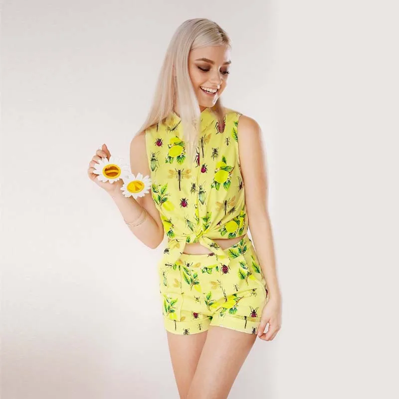 Летние пикантные насекомых печати леди комплект из 2 частей Для женщин