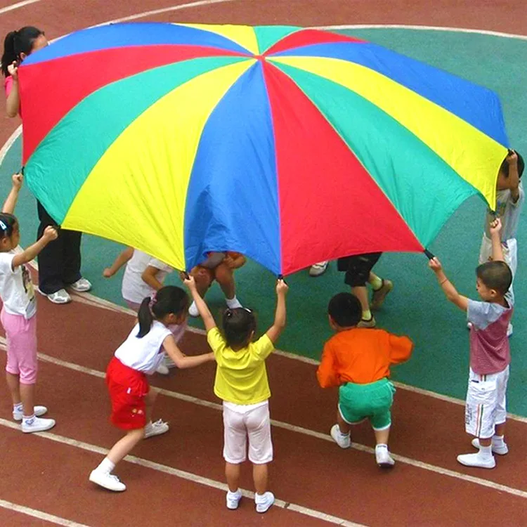 

Походный Радужный Зонт диаметром 2-6 м, Парашютная игрушка, прыгающий мешок, интерактивная игра в команду, подарок для детей