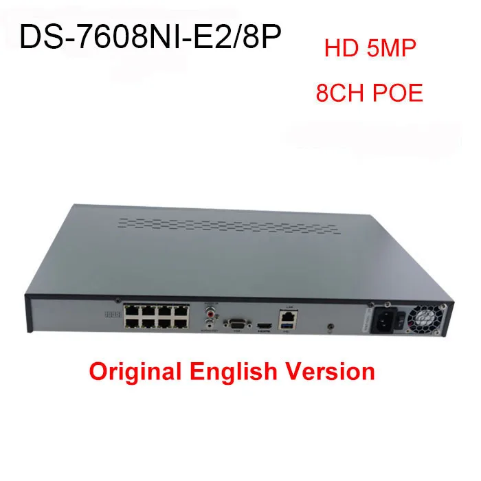 Оригинальная английская версия NVR HIK 8CH POE DS-7608NI-E2/8 P 5MP | Безопасность и защита