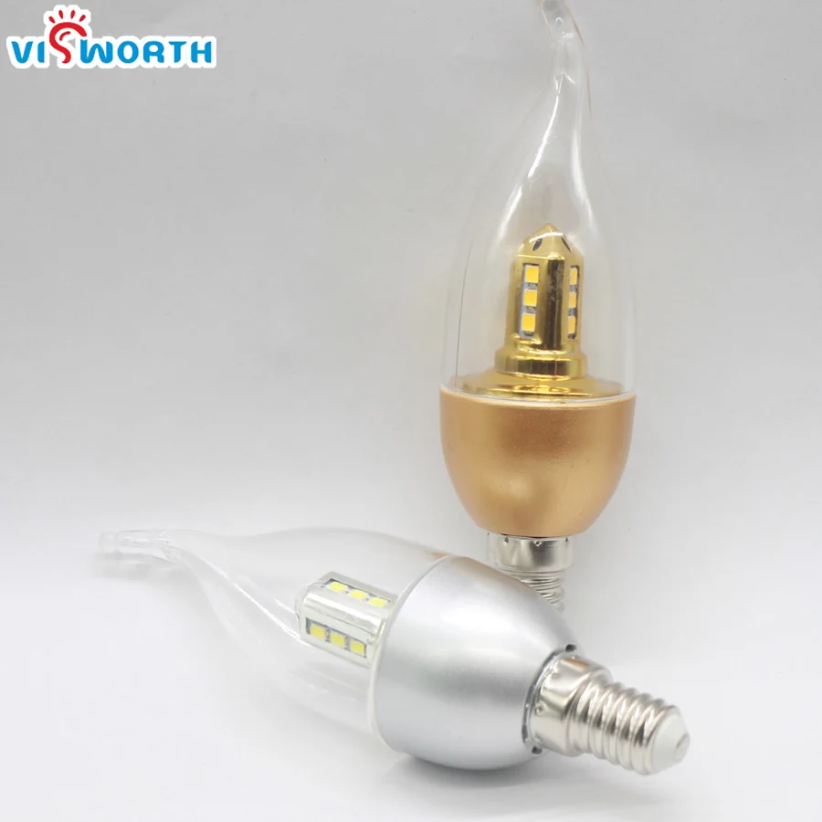 VisWorht E14 Светодиодная свеча 5 Вт 7 9 360 градусов лампа ac 110 В 220 в 240 SMD2835 12 шт. задний