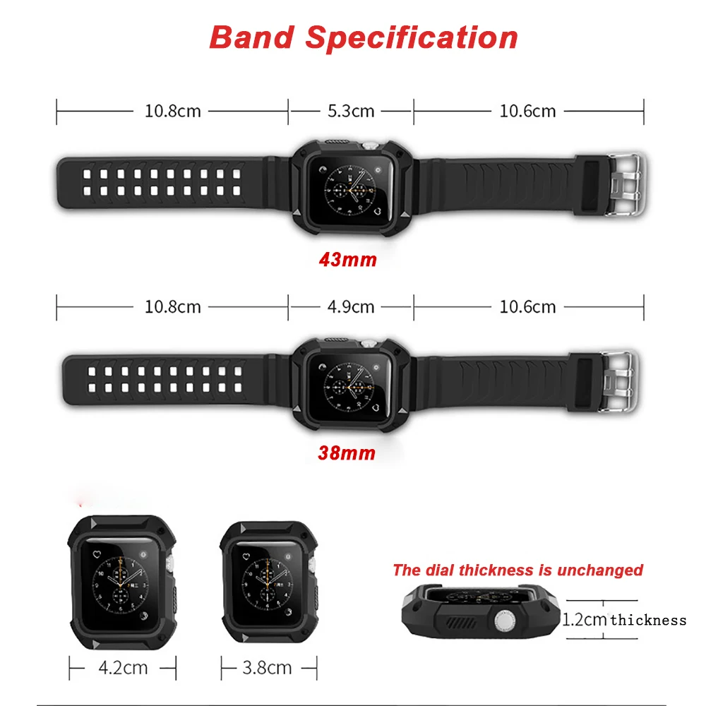 Aivtalk ТПУ резиновый ремешок для часов с Защитный чехол 38 мм 42 iWatch Apple Watch Band браслет