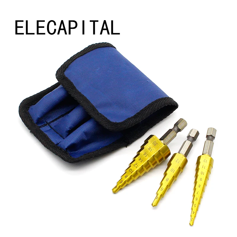 3 шт. титановые ступенчатые сверла из быстрорежущей стали 12 мм 4 20 мм|drill set|metal drill