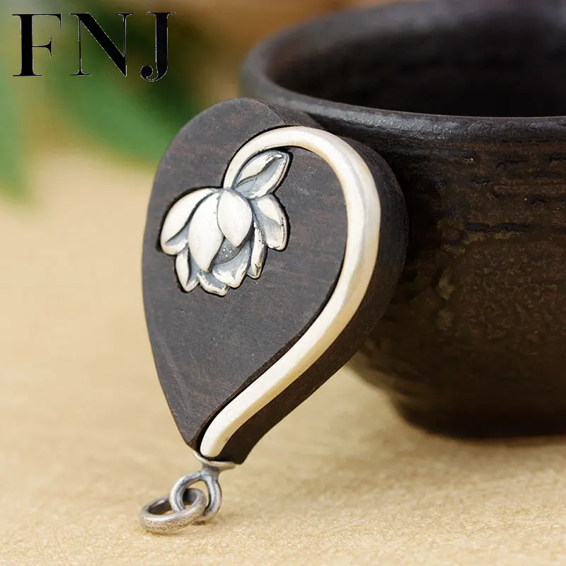 FNJ 925 Серебряная подвеска из сандала оригинальные S925 цветок лотоса тайские