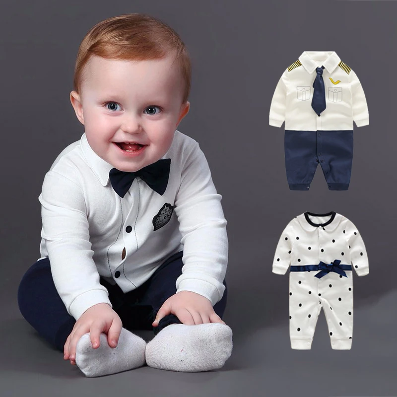 NewBorn Baby Rompers baby Clothes Cotton Boys Jumpsuit Bow Tie Long Sleeve Fashion Photograp Toddler Infant Boy Bebe romper |