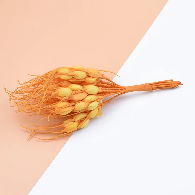 orange 10 шт. искусственные пшеничные уши, искусственные растения для вазы, подарки diy, коробка для конфет, новогодние украшения для дома, свадебные помпоны - Цвет: orange