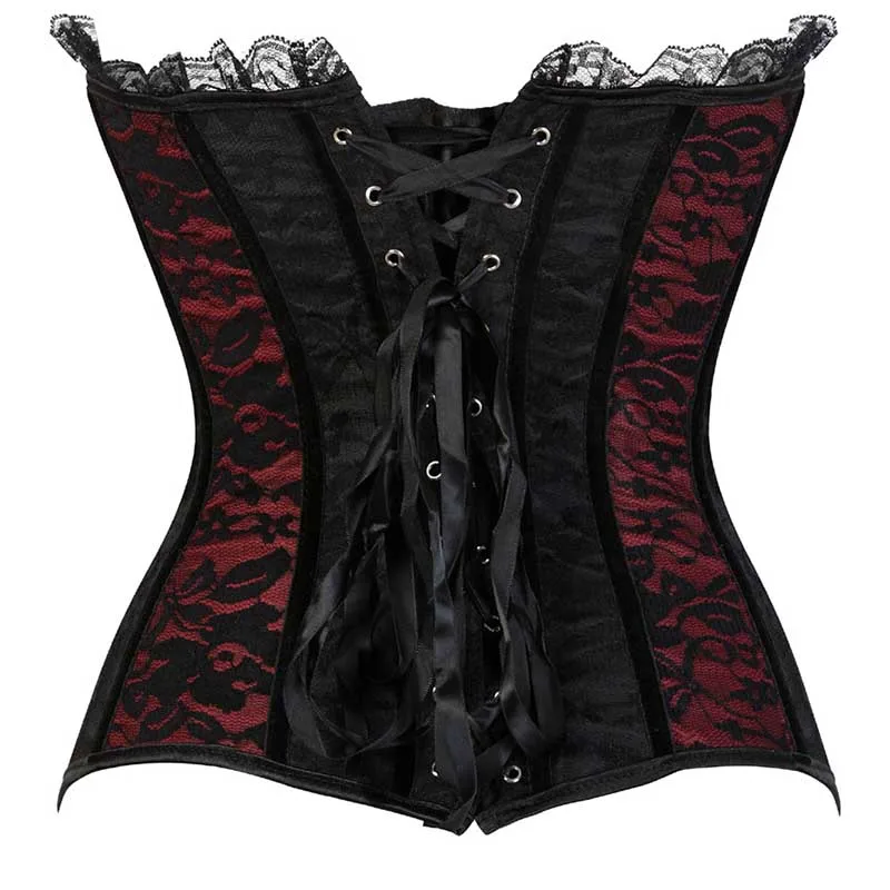 2017 Цветочные кружевные сексуальные красные и черные корсеты костюм бурлеска в