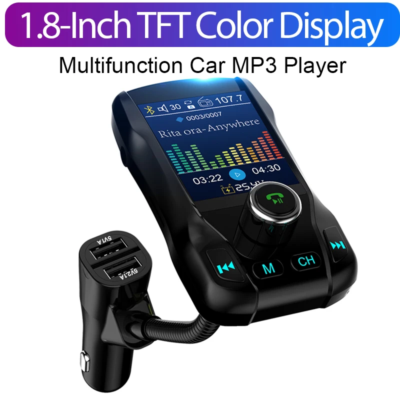 CDEN цветной большой экран 1,8 дюймов Автомобильный mp3 музыкальный U диск плеер Bluetooth приемник fm-передатчик aux аудио выход Автомобильное зарядное устройство