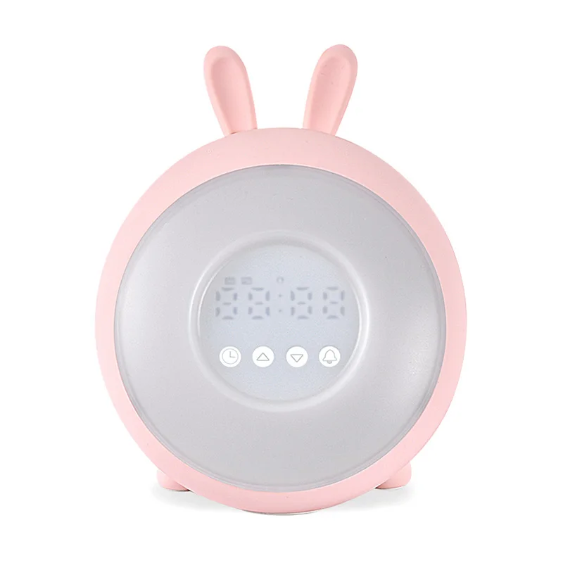 pink Светодиодный светильник dream time sleeping wake up с будильником, настольная прикроватная лампа с кроликом, перезаряжаемая лампа для детской спальни - Испускаемый цвет: pink