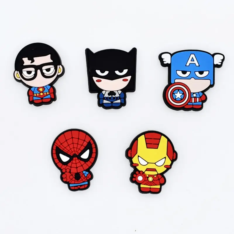 4 19 шт Бэтмен Человек паук Капитан Америка Мстители дети ПВХ прикрепляемые значки