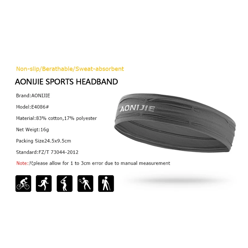 AONIJIE E4086 повязка на голову для тренировок нескользящая запястье мягкая