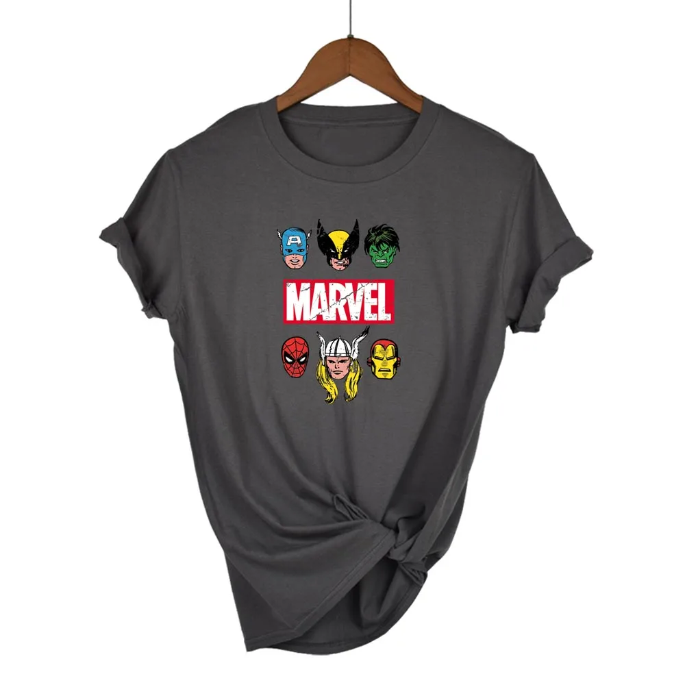 Футболка с надписью MARVEL Женская хлопковая повседневная забавная|Футболки| |