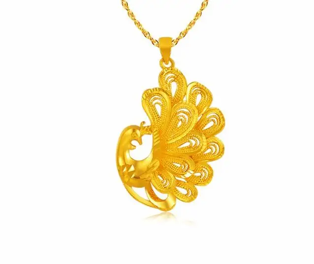 

New Pure 24k Yellow Gold Pendant Women Lucky Noble Phoenix Pendant 10.71g