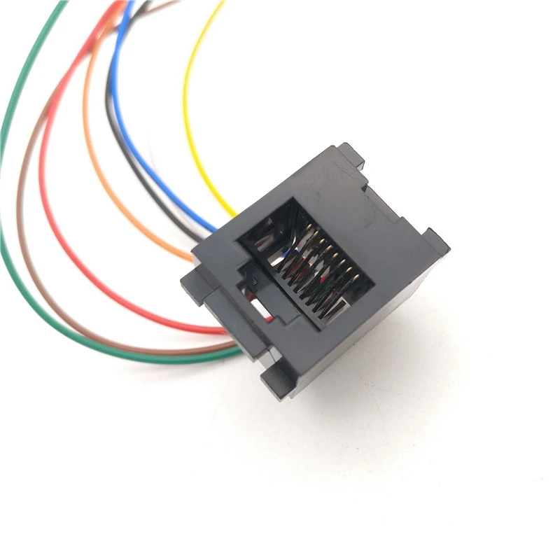 100 шт./лот 8 контактов RJ45 PCB тип крепления RJ11 8P8C модульные телефонные адаптеры разъемы Jack с кабелем 641D-8P8C длина 150 мм