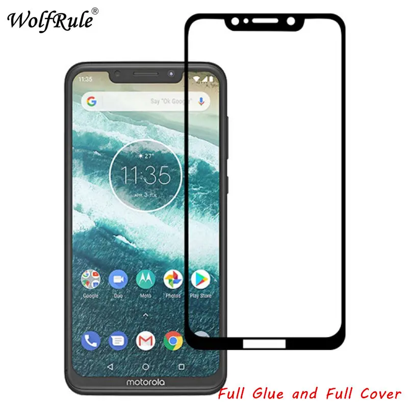 Pel&iacute;cula protectora de pantalla LCD para Motorola P30 Play Full Glue vidrio templado para Motorola One P30 Play Full Cover Vidrio Templado-0