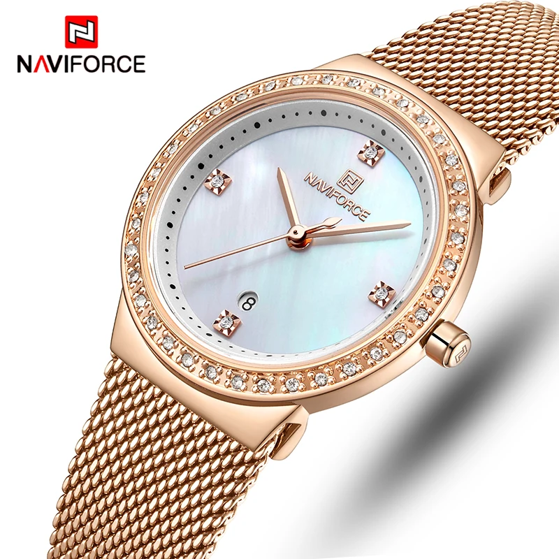 Женские часы NAVIFORCE модные повседневные кварцевые дамские водонепроницаемые