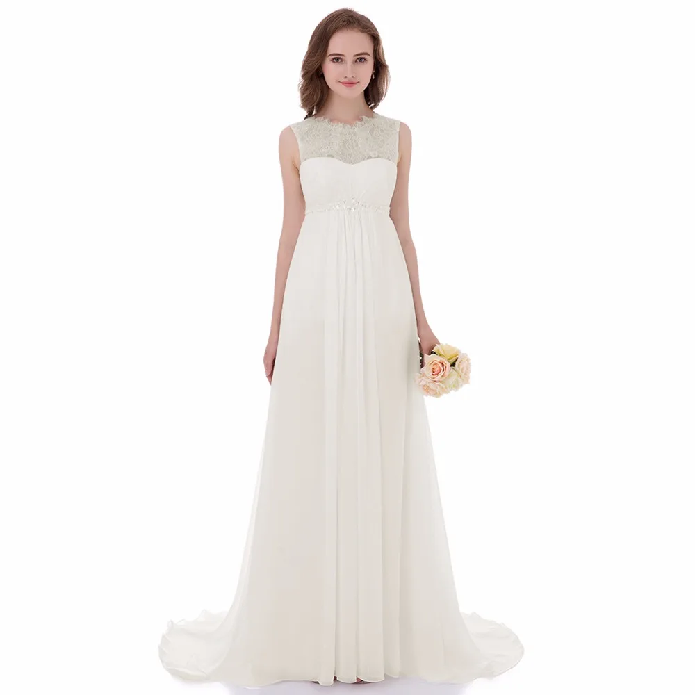 Real Photo Women Lace Empire Pregnant Wedding Dresses Vintage Chiffon Dress Vestidos De Noiva Marriage Robe Mariage | Свадьбы и