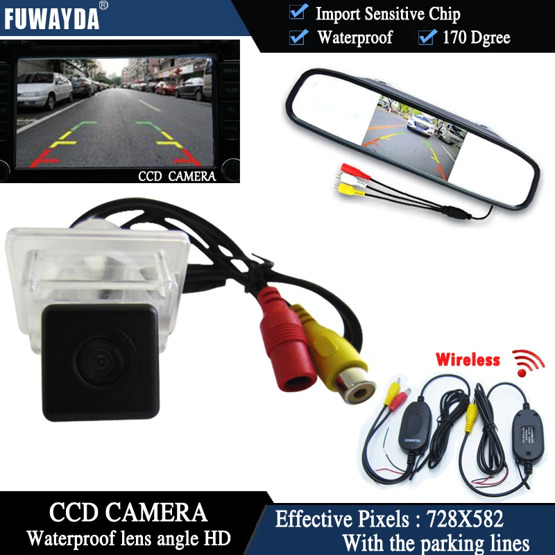 FUWAYDA Wireless CCD Car RearView Camera for Mercedes-BenzC/E/S/CL CLASS W204 W212W216W221 C207+4.3 Inch rearview Mirror Monitor |